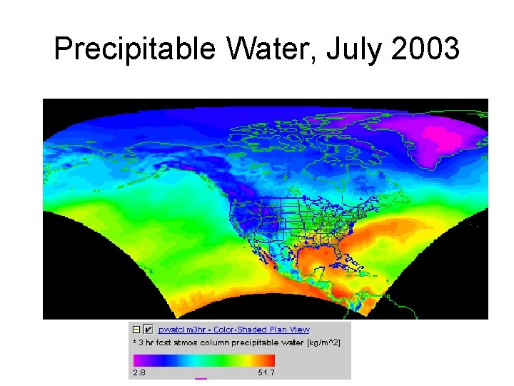 Precipitable Water, July 2003 Precipitable Water, July 2003