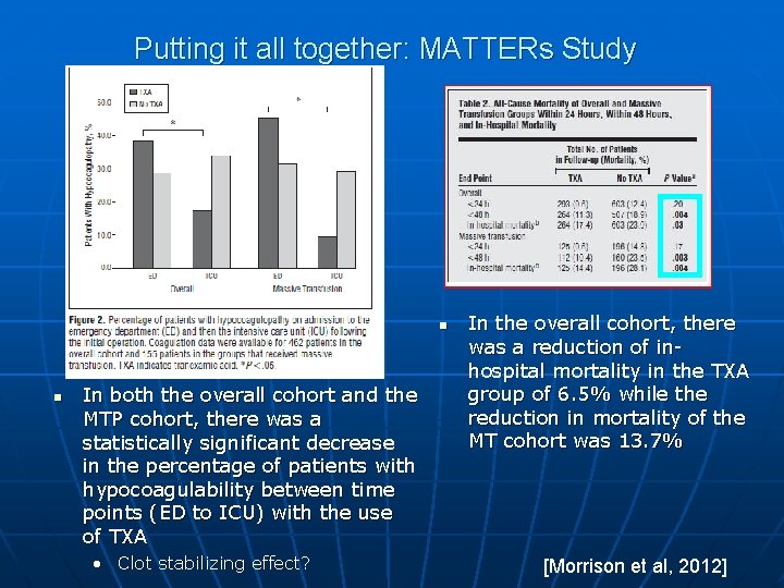 Putting it all together: MATTERs Study n n In both the overall cohort and