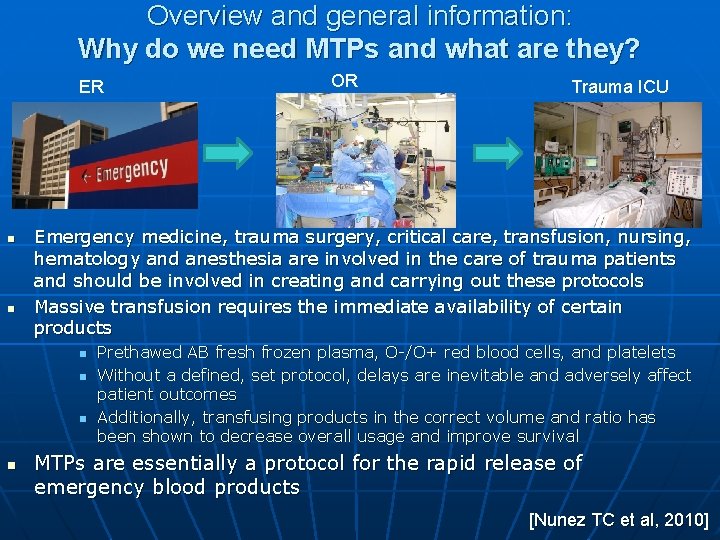 Overview and general information: Why do we need MTPs and what are they? ER