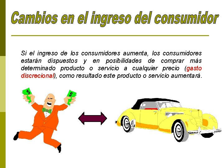 Si el ingreso de los consumidores aumenta, los consumidores estarán dispuestos y en posibilidades