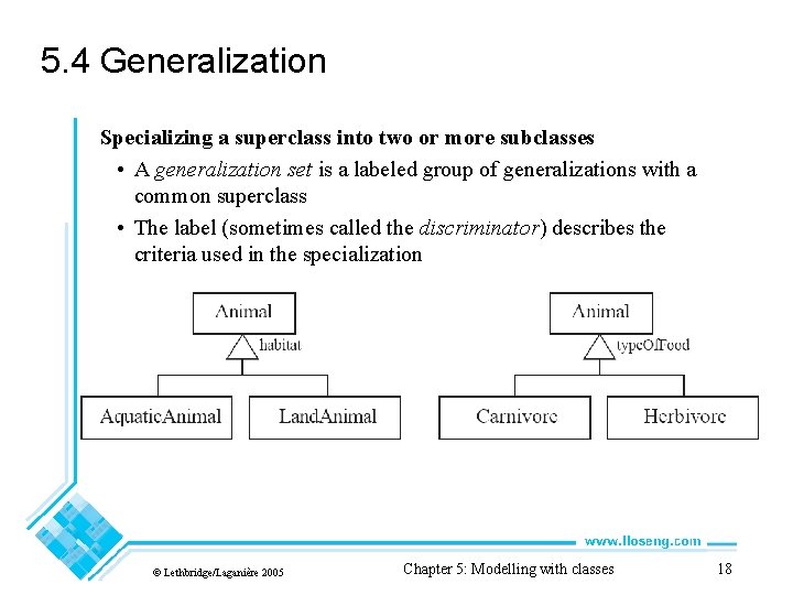 5. 4 Generalization Specializing a superclass into two or more subclasses • A generalization