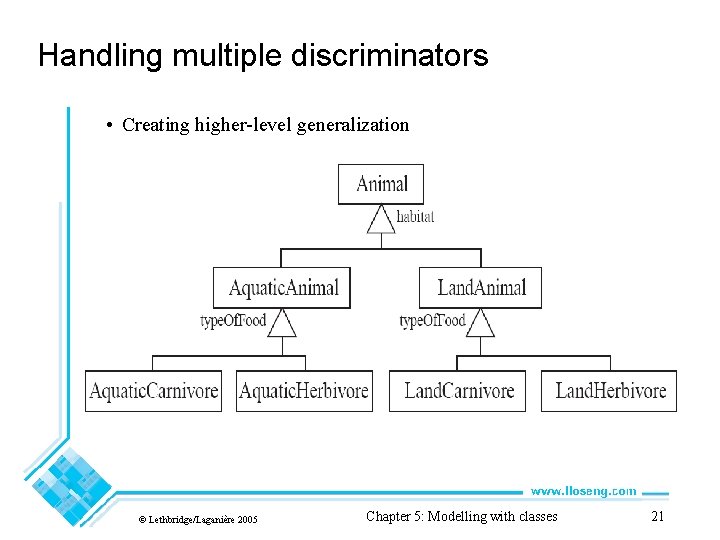 Handling multiple discriminators • Creating higher-level generalization © Lethbridge/Laganière 2005 Chapter 5: Modelling with