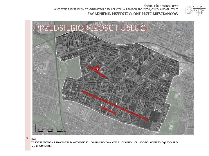 ŚRÓDMIEŚCIE POŁUDNIOWE WYTYCZNE PRZESTRZENNE Z KONSULTACJI SPOŁECZNYCH W RAMACH PROJEKTU „OSIEDLA KOMPLETNE” ZAGADNIENIA PRZEDSTAWIONE