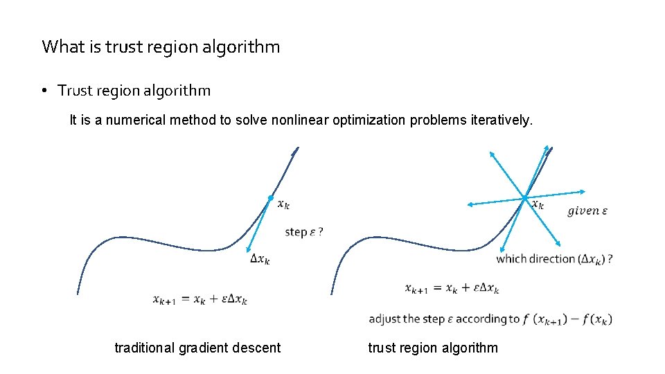 What is trust region algorithm • Trust region algorithm It is a numerical method What is trust region algorithm • Trust region algorithm It is a numerical method