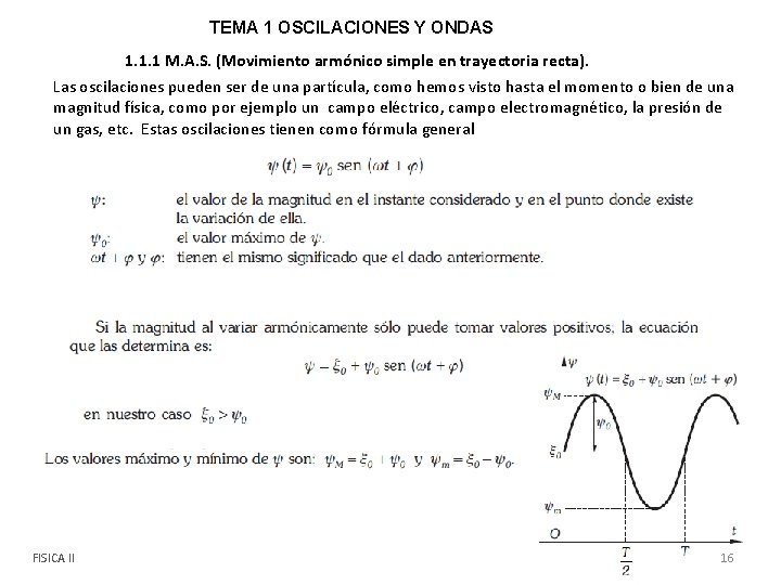 TEMA 1 OSCILACIONES Y ONDAS 1. 1. 1 M. A. S. (Movimiento armónico simple