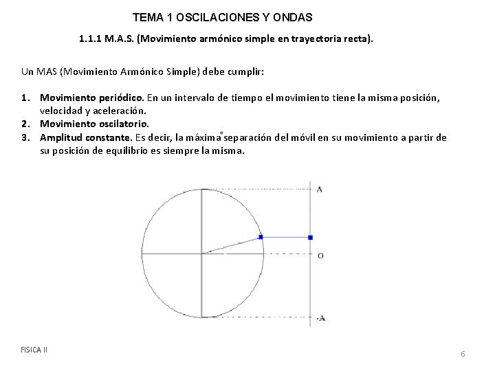 TEMA 1 OSCILACIONES Y ONDAS 1. 1. 1 M. A. S. (Movimiento armónico simple