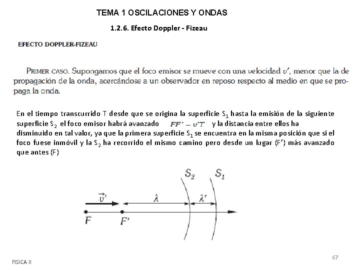 TEMA 1 OSCILACIONES Y ONDAS 1. 2. 6. Efecto Doppler - Fizeau En el