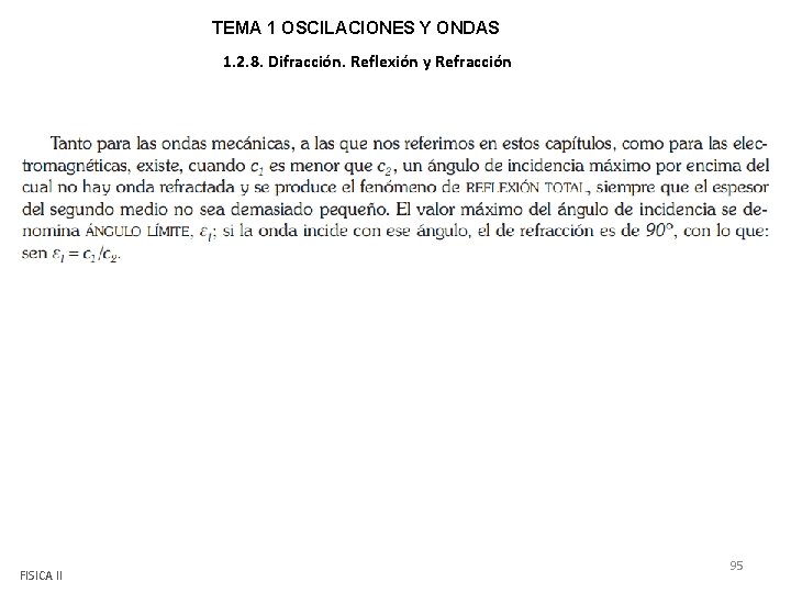 TEMA 1 OSCILACIONES Y ONDAS 1. 2. 8. Difracción. Reflexión y Refracción FISICA II