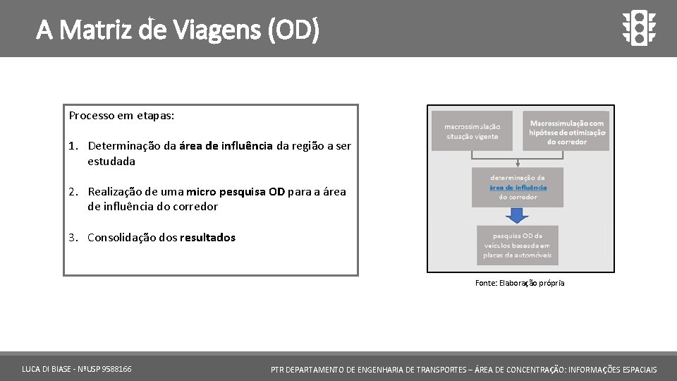 A Matriz de Viagens (OD) Processo em etapas: 1. Determinação da área de influência