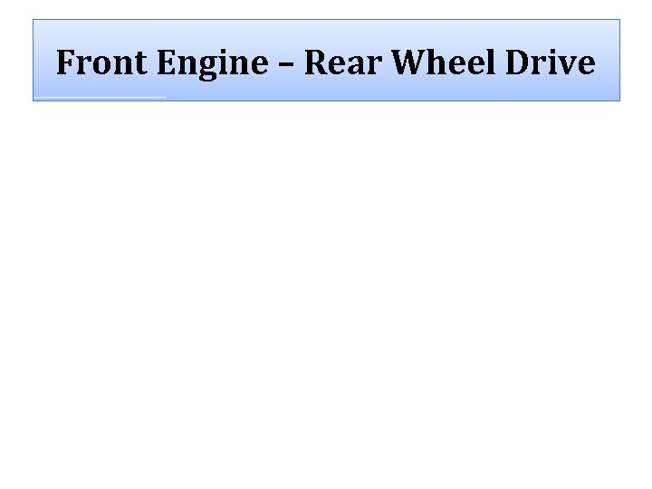 Front Engine – Rear Wheel Drive  Front Engine – Rear Wheel Drive