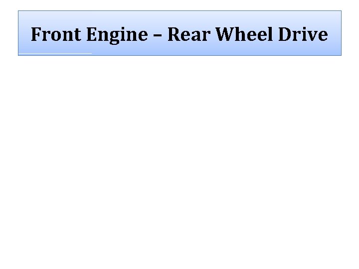 Front Engine – Rear Wheel Drive 