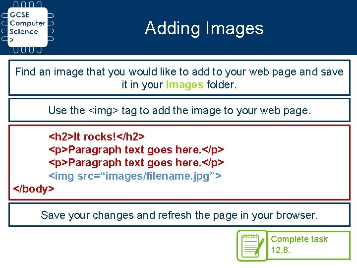 Adding Images Find an image that you would like to add to your web Adding Images Find an image that you would like to add to your web