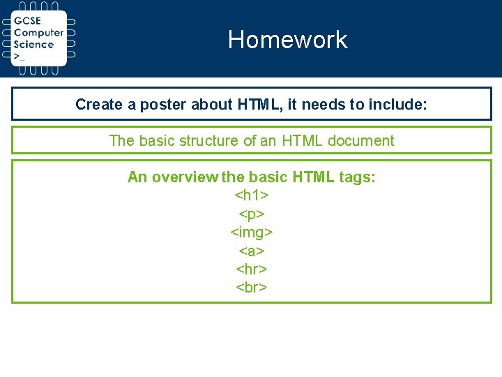 Homework Create a poster about HTML, it needs to include: The basic structure of Homework Create a poster about HTML, it needs to include: The basic structure of
