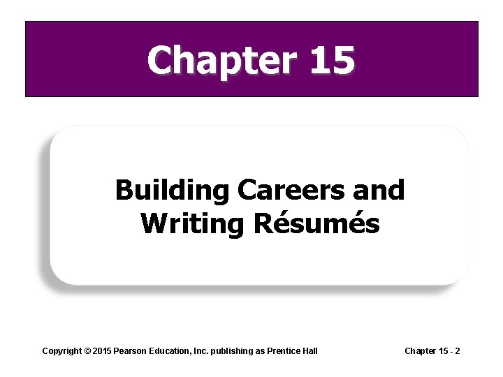 Chapter 15 Building Careers and Writing Résumés Copyright © 2015 Pearson Education, Inc. publishing