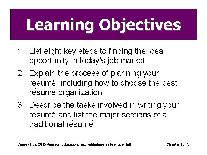 Learning Objectives 1. List eight key steps to finding the ideal opportunity in today’s