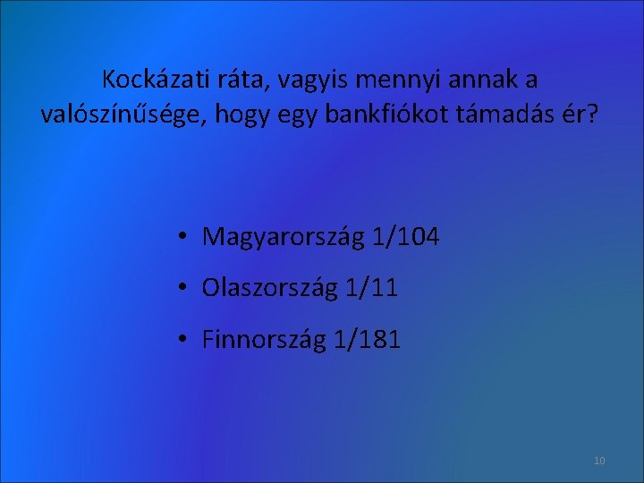 Kockázati ráta, vagyis mennyi annak a valószínűsége, hogy egy bankfiókot támadás ér? • Magyarország