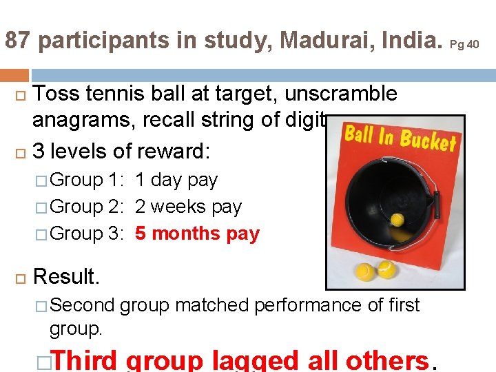 87 participants in study, Madurai, India. Pg 40 Toss tennis ball at target, unscramble