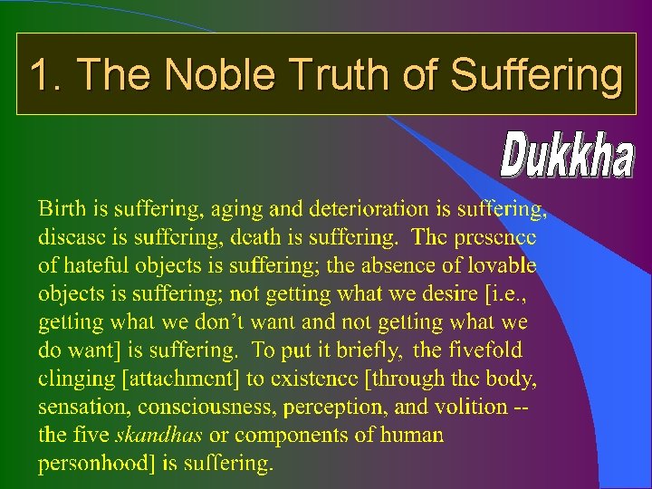 1. The Noble Truth of Suffering 