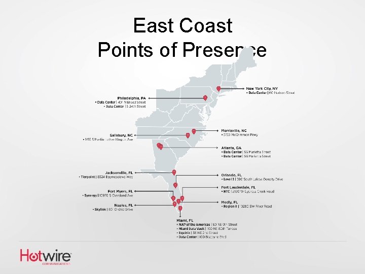 East Coast Points of Presence 