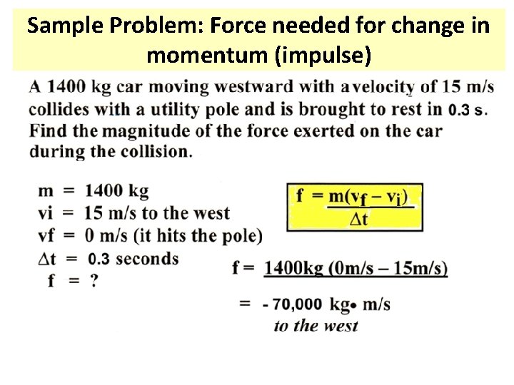 Sample Problem: Force needed for change in momentum (impulse) 