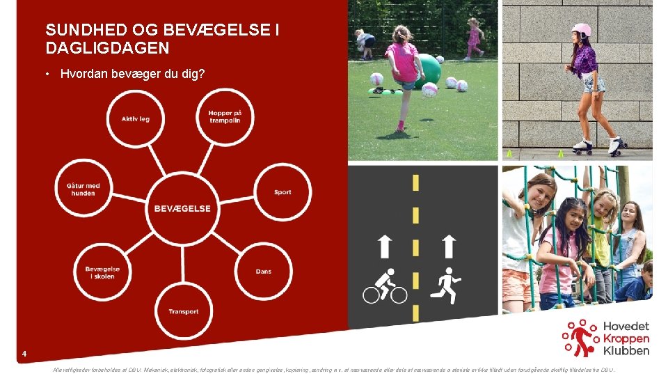 SUNDHED OG BEVÆGELSE I DAGLIGDAGEN • Hvordan bevæger du dig? 4 Alle rettigheder forbeholdes