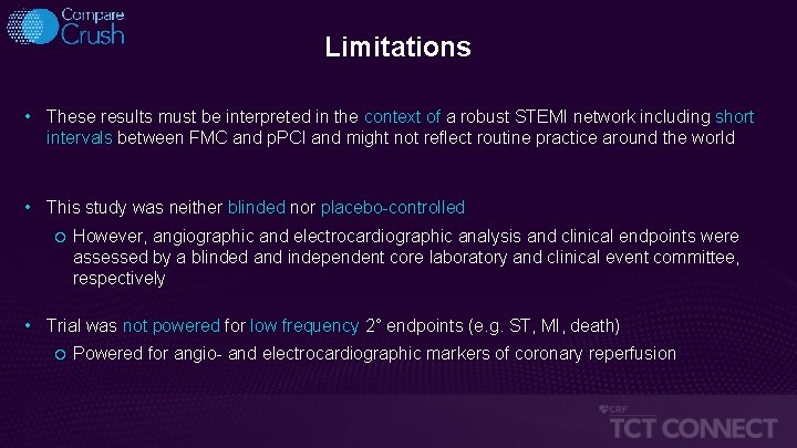 Limitations • These results must be interpreted in the context of a robust STEMI