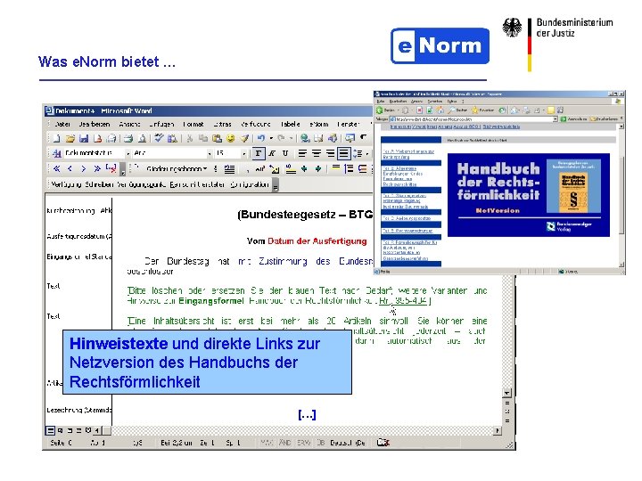 Was e. Norm bietet … Hinweistexte und direkte Links zur Netzversion des Handbuchs der