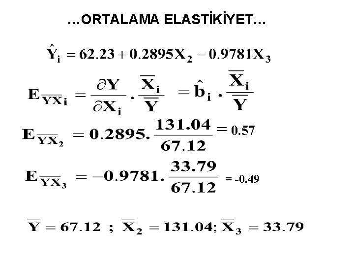 …ORTALAMA ELASTİKİYET… = 0. 57 = -0. 49 