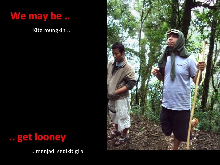 We may be. . Kita mungkin. . get looney. . menjadi sedikit gila 