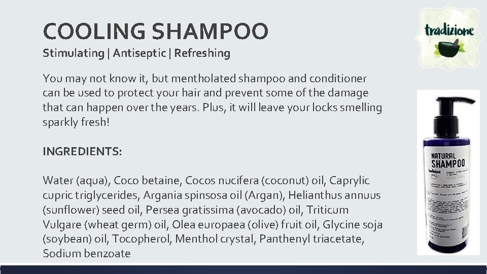 COOLING SHAMPOO Stimulating | Antiseptic | Refreshing You may not know it, but mentholated