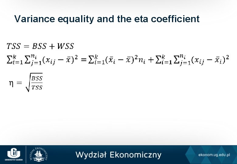 Variance equality and the eta coefficient 
