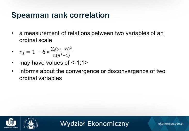 Spearman rank correlation • 