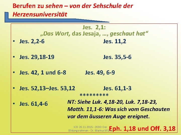 Berufen zu sehen – von der Sehschule der Herzensuniversität Jes. 2, 1: „Das Wort,