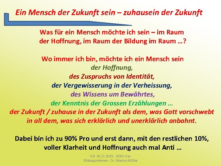 Ein Mensch der Zukunft sein – zuhausein der Zukunft Was für ein Mensch möchte