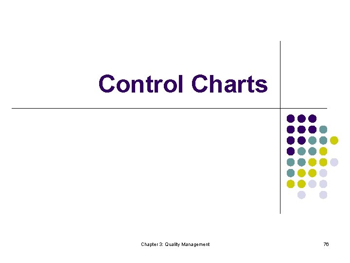 Control Charts Chapter 3: Quality Management 76 