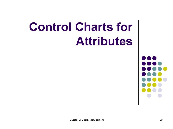 Control Charts for Attributes Chapter 3: Quality Management 90 
