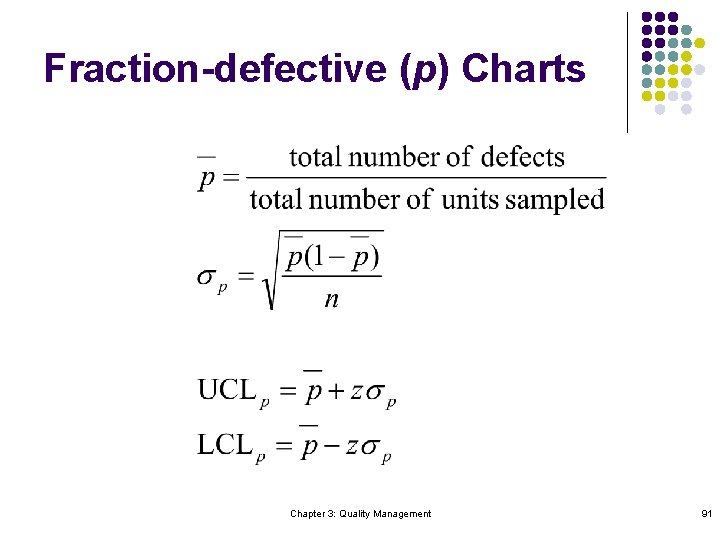 Fraction-defective (p) Charts Chapter 3: Quality Management 91 