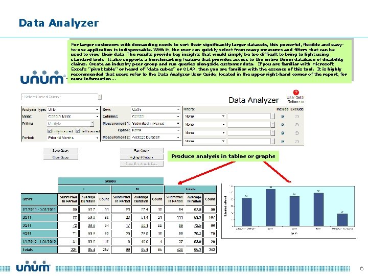 Data Analyzer For larger customers with demanding needs to sort their significantly larger datasets,