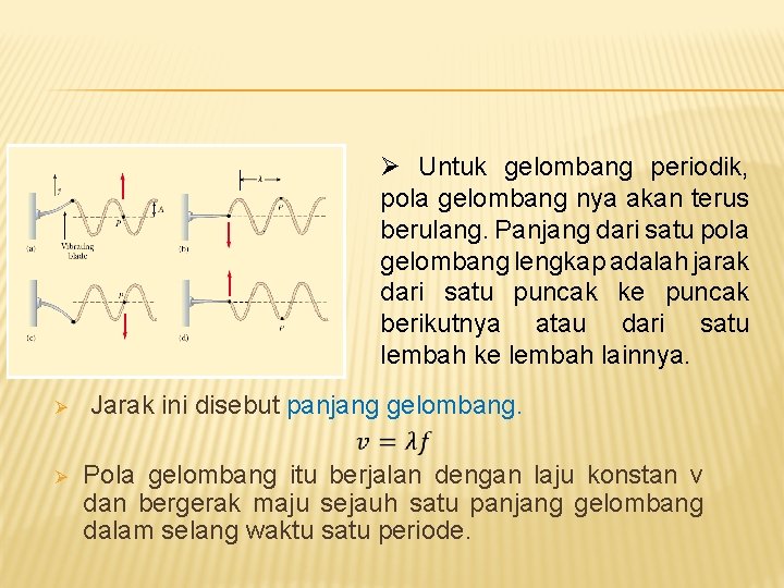 Ø Untuk gelombang periodik, pola gelombang nya akan terus berulang. Panjang dari satu pola