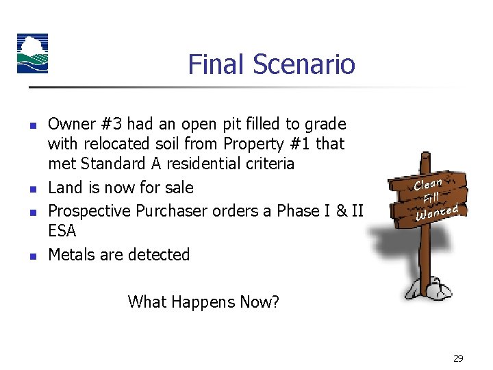 Final Scenario n n Owner #3 had an open pit filled to grade with