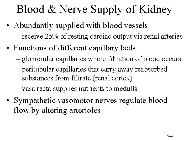 Blood & Nerve Supply of Kidney • Abundantly supplied with blood vessels – receive