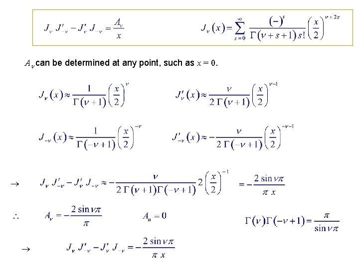 A can be determined at any point, such as x = 0. 