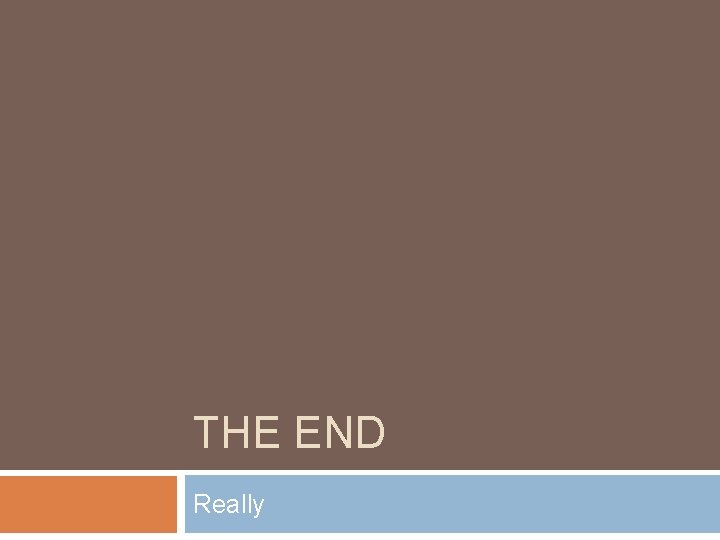 THE END Really 