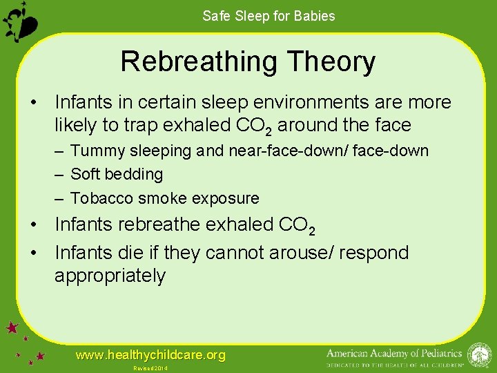 Safe Sleep for Babies Rebreathing Theory • Infants in certain sleep environments are more