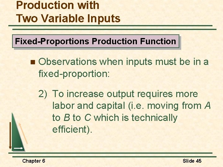 Production with Two Variable Inputs Fixed-Proportions Production Function n Observations when inputs must be