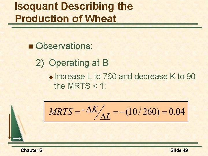 Isoquant Describing the Production of Wheat n Observations: 2) Operating at B u Chapter