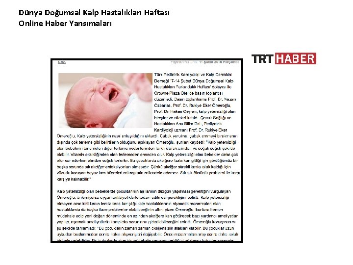 Dünya Doğumsal Kalp Hastalıkları Haftası Online Haber Yansımaları 