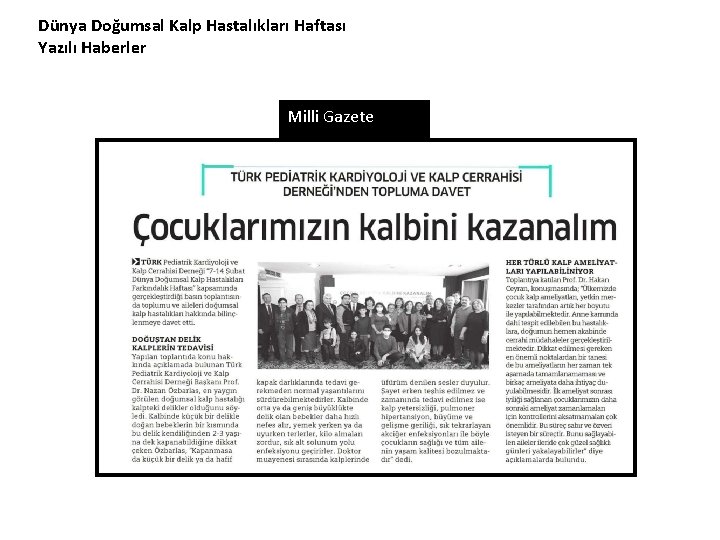 Dünya Doğumsal Kalp Hastalıkları Haftası Yazılı Haberler Milli Gazete 