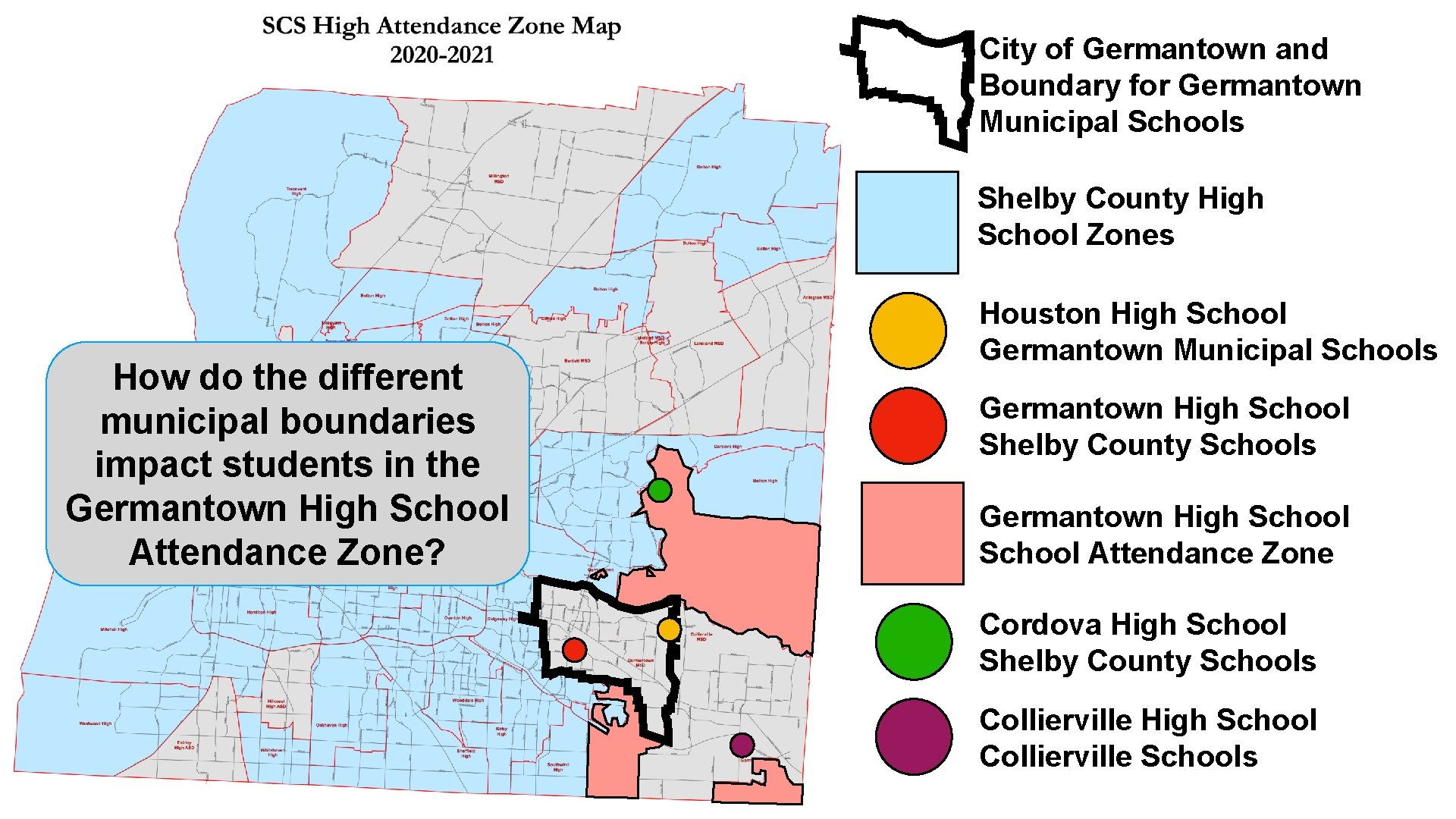 City of Germantown and Boundary for Germantown Municipal Schools Shelby County High School Zones