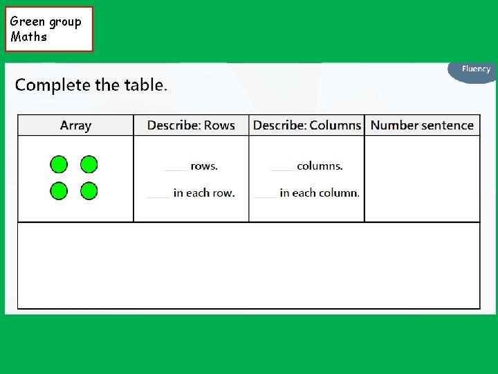 Green group Maths 